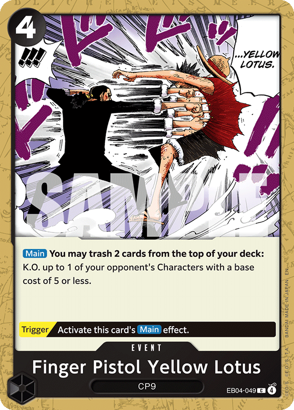Finger Pistol Yellow Lotus EB04-049 One Piece card