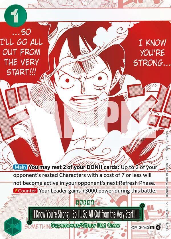 I Know You're Strong... So I'll Go All Out from the Very Start!!! (3rd Anniversary Treasure Campaign Pack) OP13-040 One Piece card