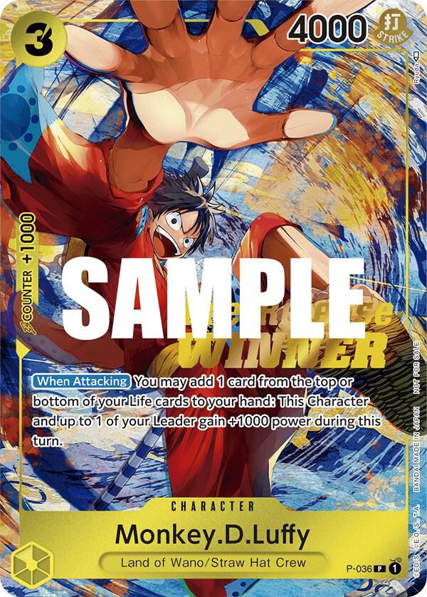 Monkey.D.Luffy (Pre-Release Tournament) (Winner) P-036 One Piece card