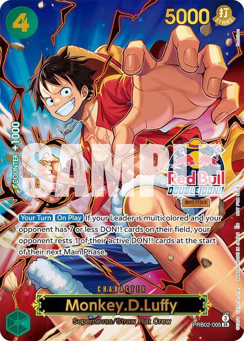 Monkey.D.Luffy (Red Bull Double Don!!) (Winner) (Textured) PRB02-005 One Piece card