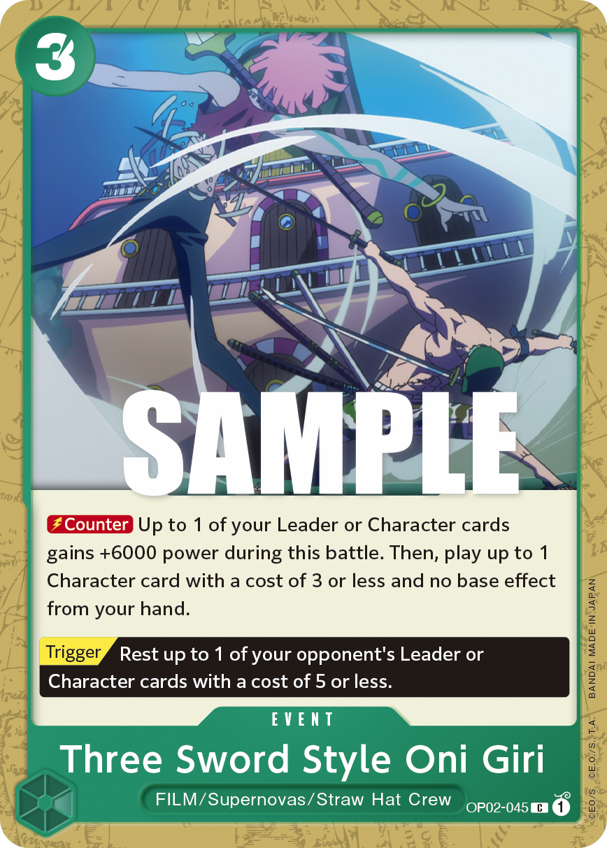Three Sword Style Oni Giri OP02-045 One Piece card