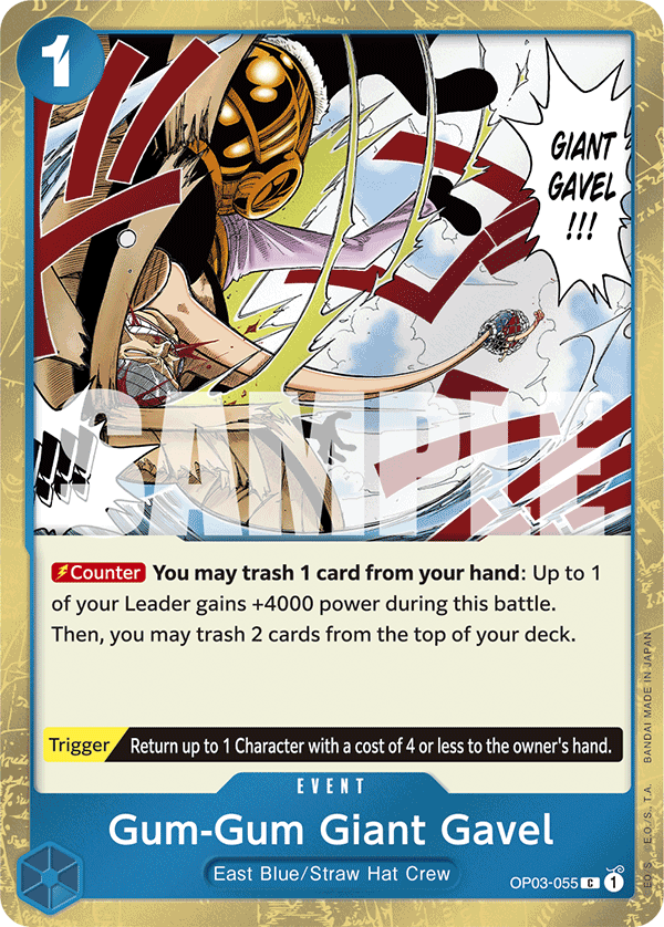 Gum-Gum Giant Gavel (Jolly Roger Foil) OP03-055 One Piece card
