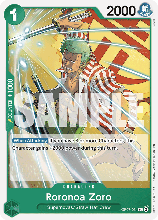 Roronoa Zoro (Reprint) OP07-034 One Piece card