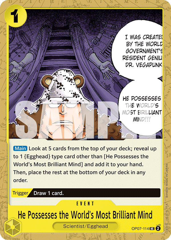 He Possesses the World's Most Brilliant Mind OP07-114 One Piece card