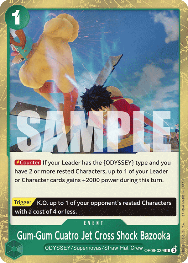 Gum-Gum Cuatro Jet Cross Shock Bazooka OP09-039 One Piece card