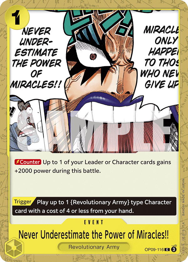Never Underestimate the Power of Miracles!! OP09-116 One Piece card