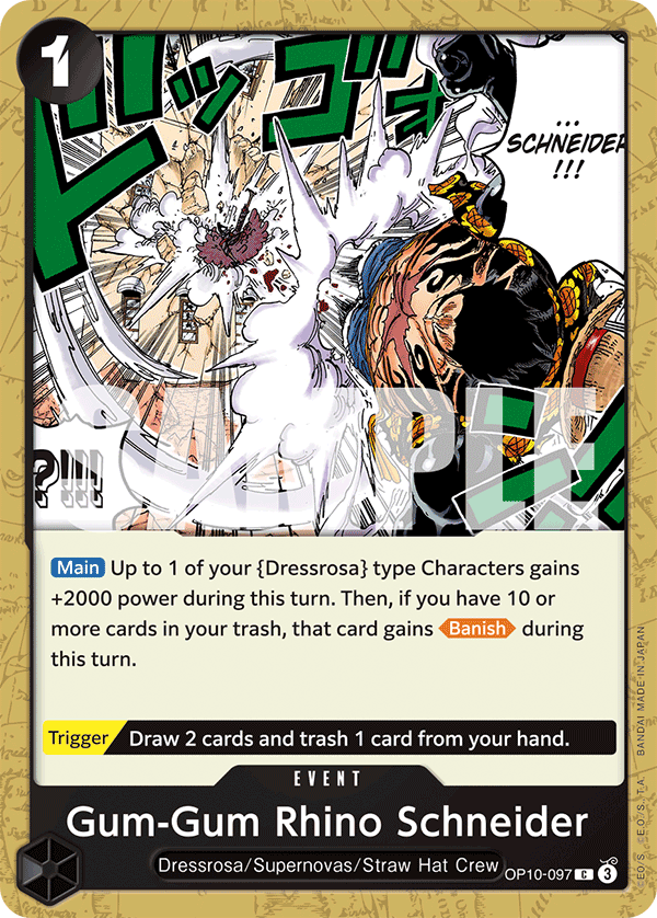 Gum-Gum Rhino Schneider OP10-097 One Piece card