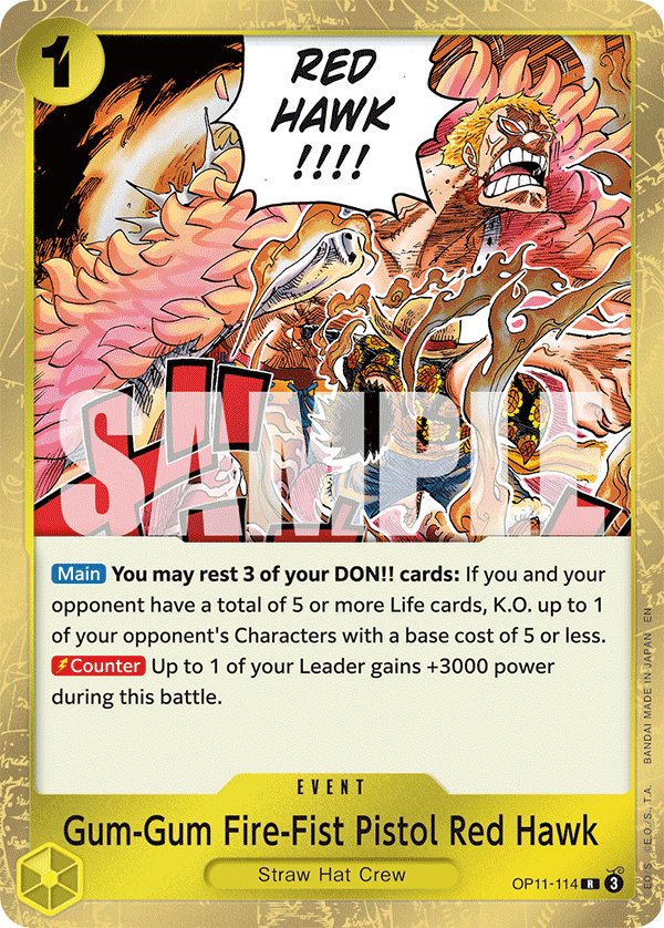 Gum-Gum Fire-Fist Pistol Red Hawk OP11-114 One Piece card