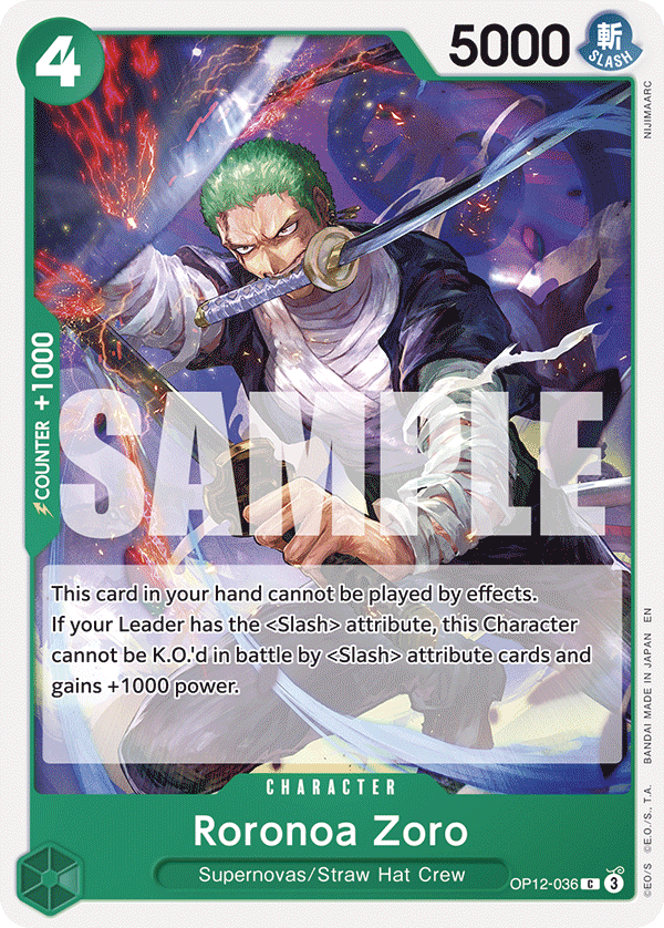 Roronoa Zoro (036) OP12-036 One Piece card