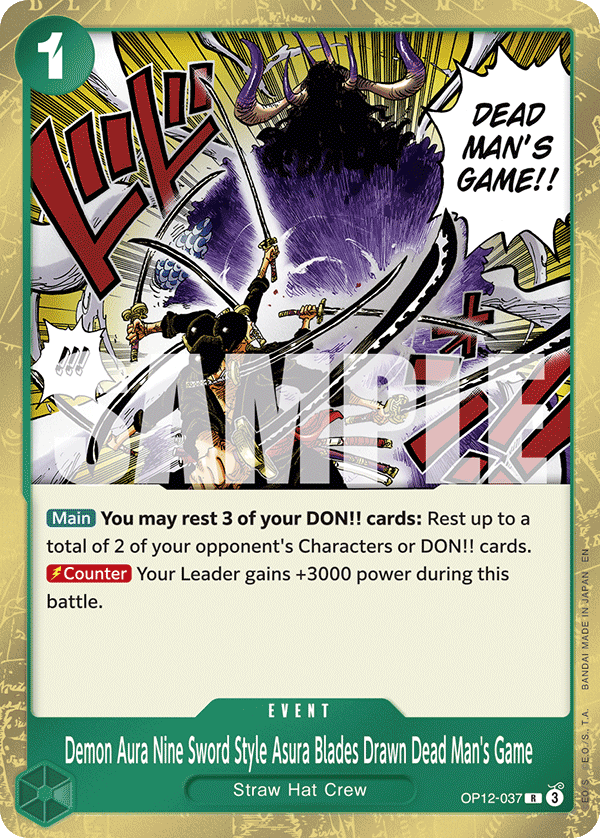 Demon Aura Nine Sword Style Asura Blades Drawn Dead Man's Game OP12-037 One Piece card