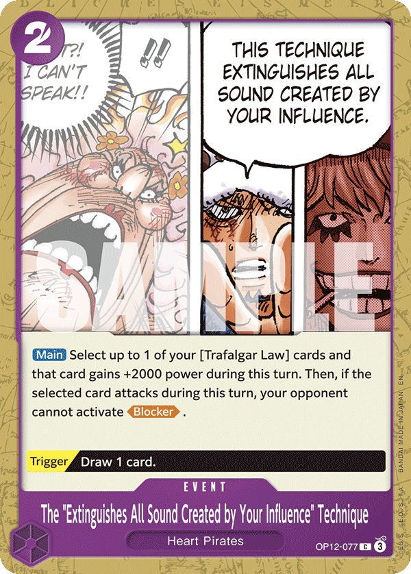 The "Extinguishes All Sound Created by Your Influence" Technique OP12-077 One Piece card