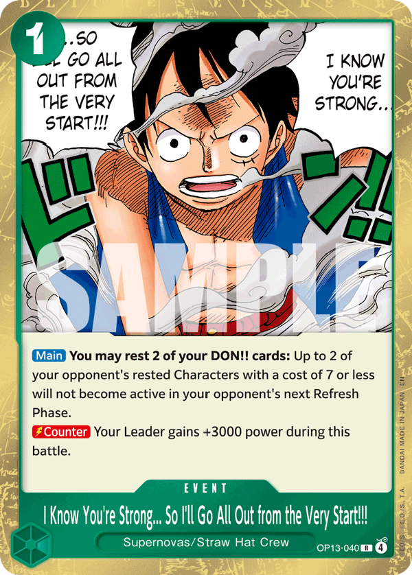 I Know You're Strong... So I'll Go All Out from the Very Start!!! OP13-040 One Piece card
