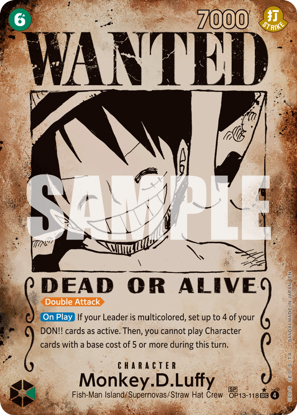 Monkey.D.Luffy (118) (Wanted Poster) OP13-118 One Piece card