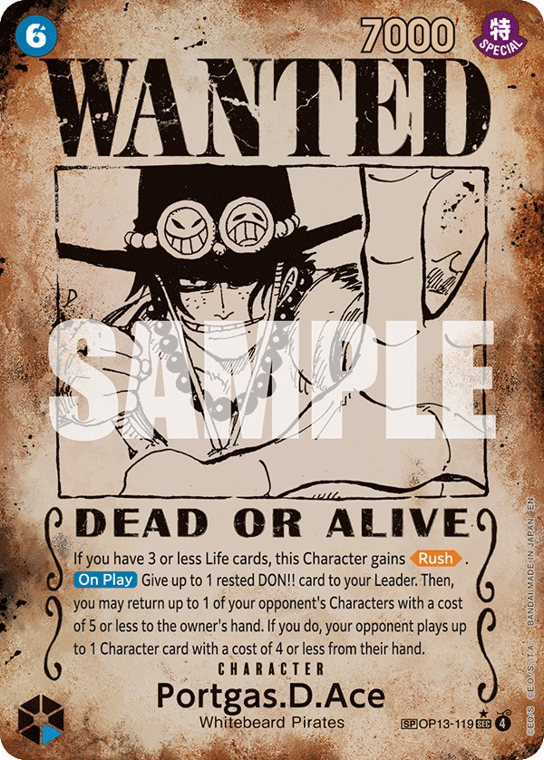 Portgas.D.Ace (119) (Wanted Poster) OP13-119 One Piece card