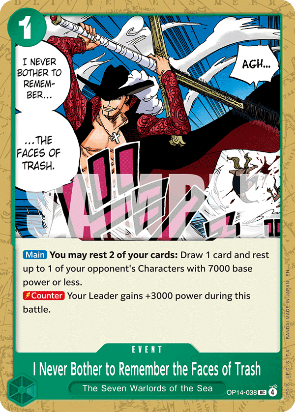 I Never Bother to Remember the Faces of Trash OP14-038 One Piece card