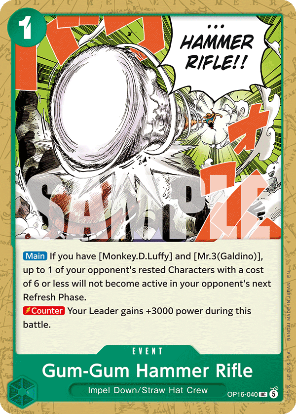 Gum-Gum Hammer Rifle OP16-040 One Piece card