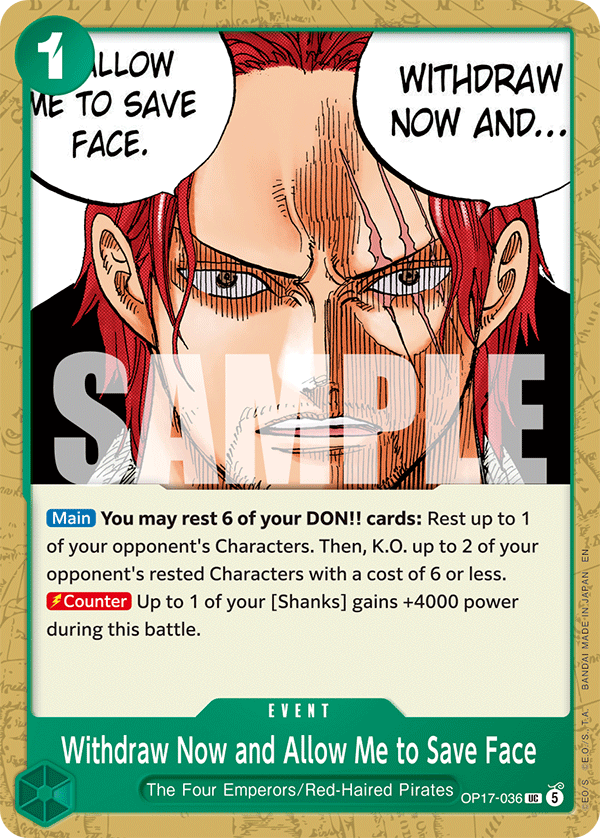 Withdraw Now and Allow Me to Save Face OP17-036 One Piece card