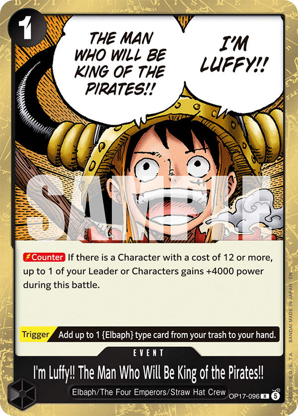 I'm Luffy!! The Man Who Will Be King of the Pirates!! OP17-096 One Piece card