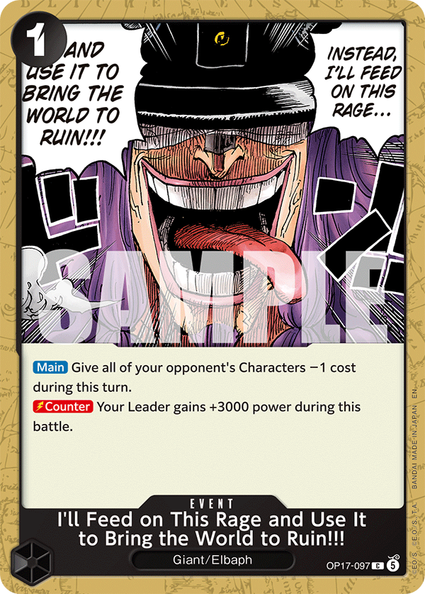 I'll Feed on This Rage and Use It to Bring the World to Ruin!!! OP17-097 One Piece card