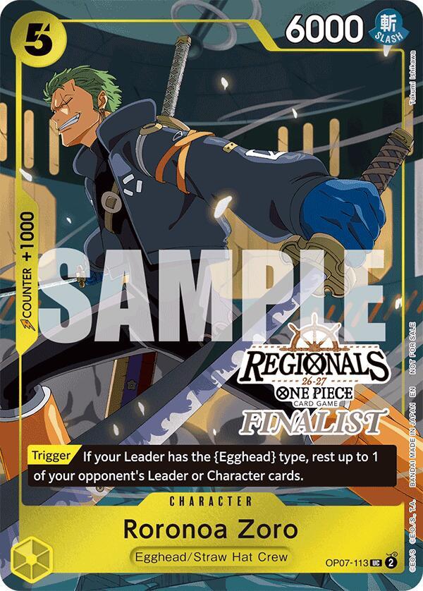 Roronoa Zoro (113) (Regionals Finalist Card Set 26-27) OP07-113 One Piece card