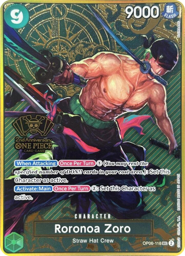 Roronoa Zoro (One Piece Japanese Version 2nd Anniversary Set) OP06-118 One Piece card