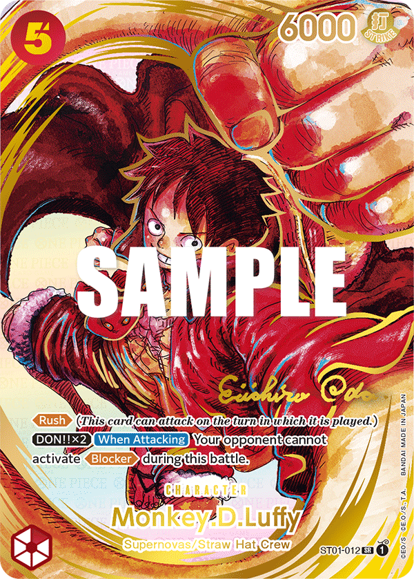 Monkey.D.Luffy (012) (Alternate Art) (Gold-Stamped Signature) ST01-012 One Piece card