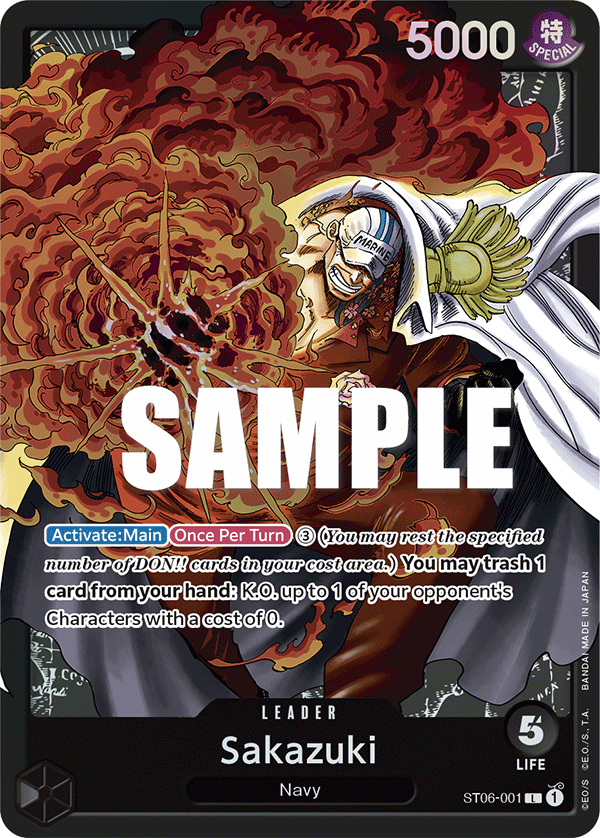 Sakazuki leader from Starter Deck 6: Absolute Justice
